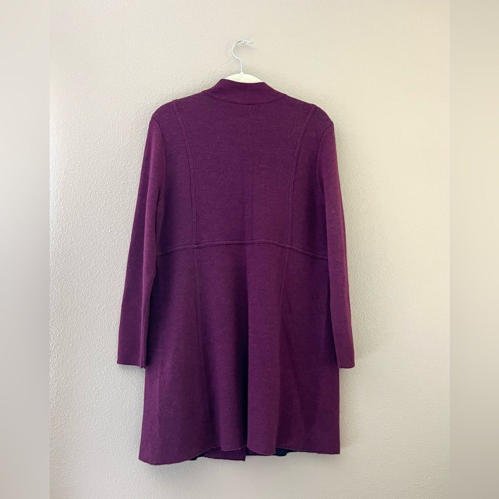 Eileen Fisher Merino Wool Purple/Plum Coat - Picture 7 of 9
